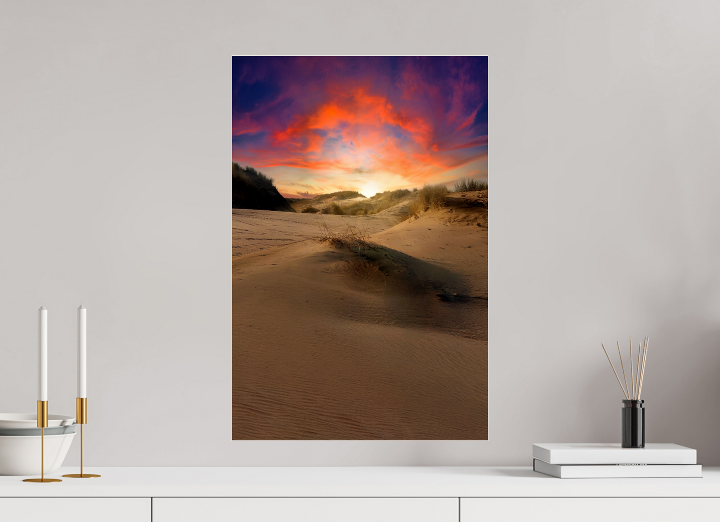 40 x 60 cm, Photo Print Under Acrylic Glass Rainbow Sunset on the Sands