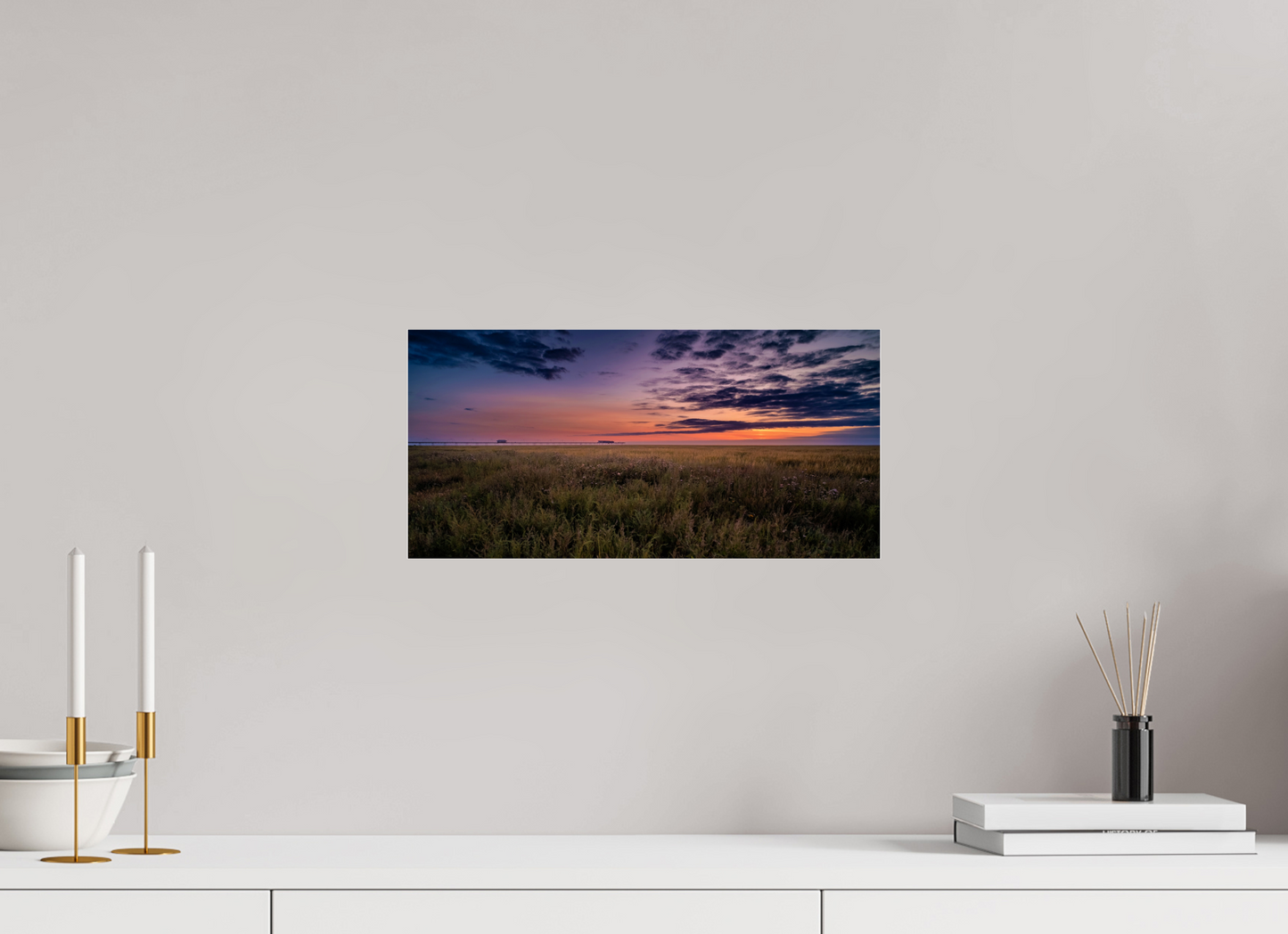 41.2 x 20 cm, Photo Print Under Acrylic Glass Across the Marsh