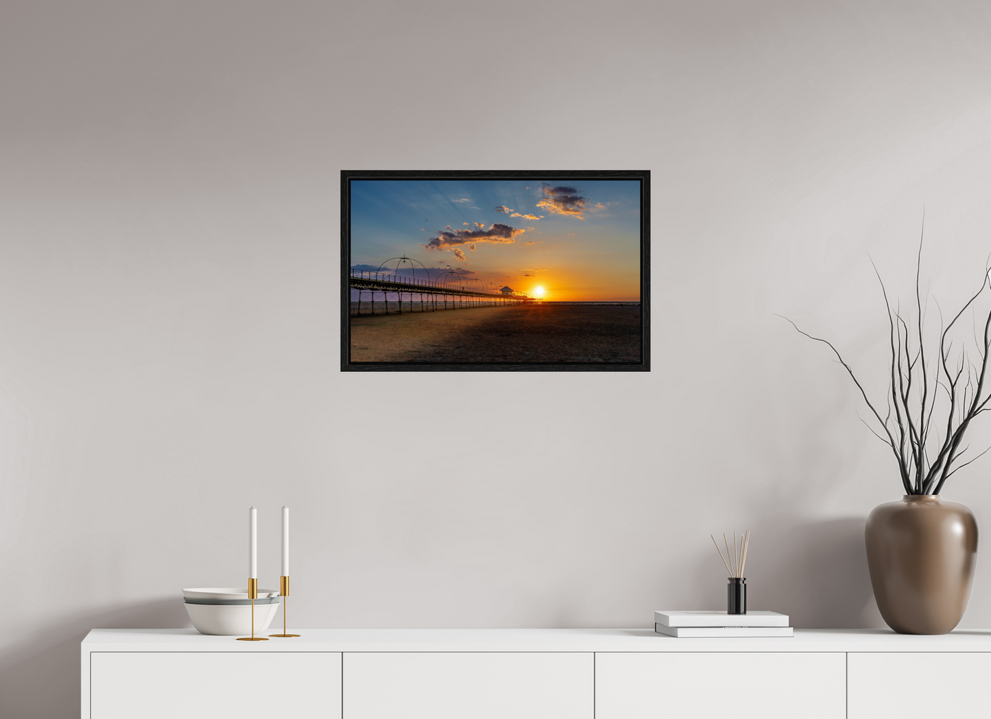 63.9 x 40 cm, Floater Frame Sunset along the Pier