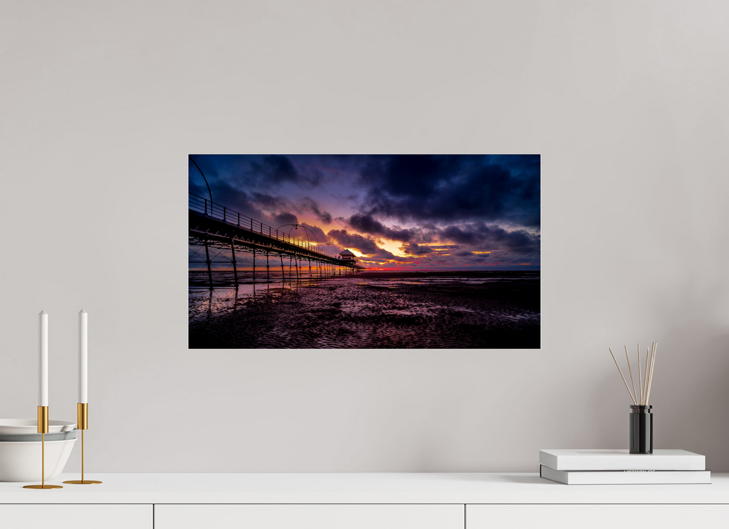 54.3 x 30 cm, Photo Print Under Acrylic Glass The Dark Sunset
