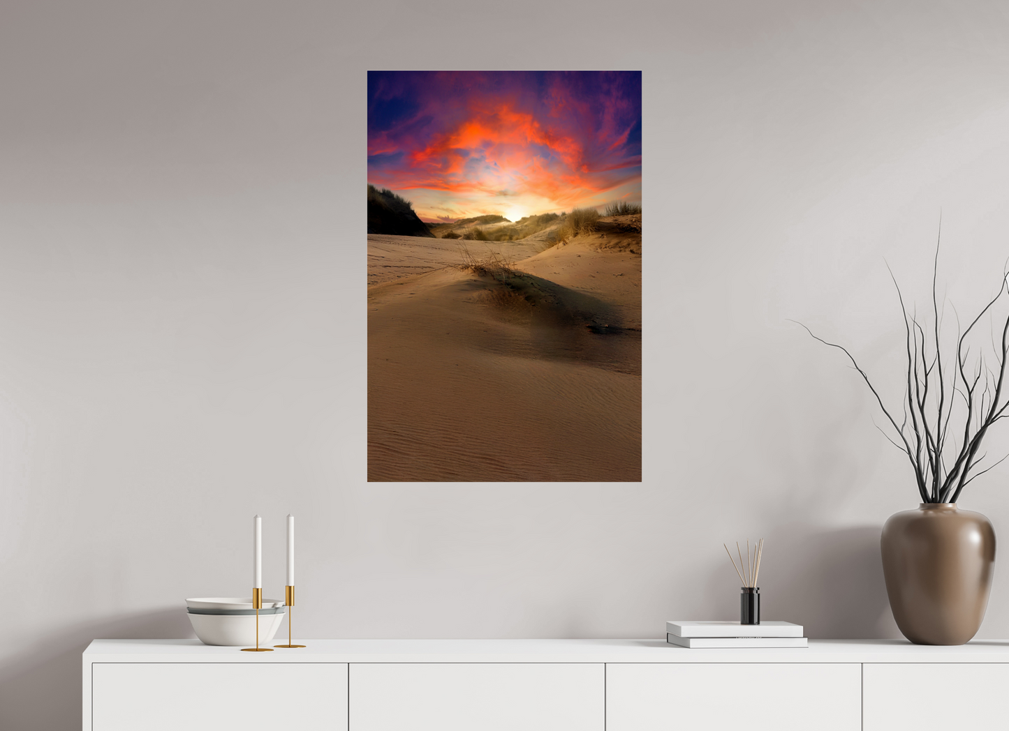 60 x 90 cm, Photo Print Under Acrylic Glass Rainbow Sunset on the Sands