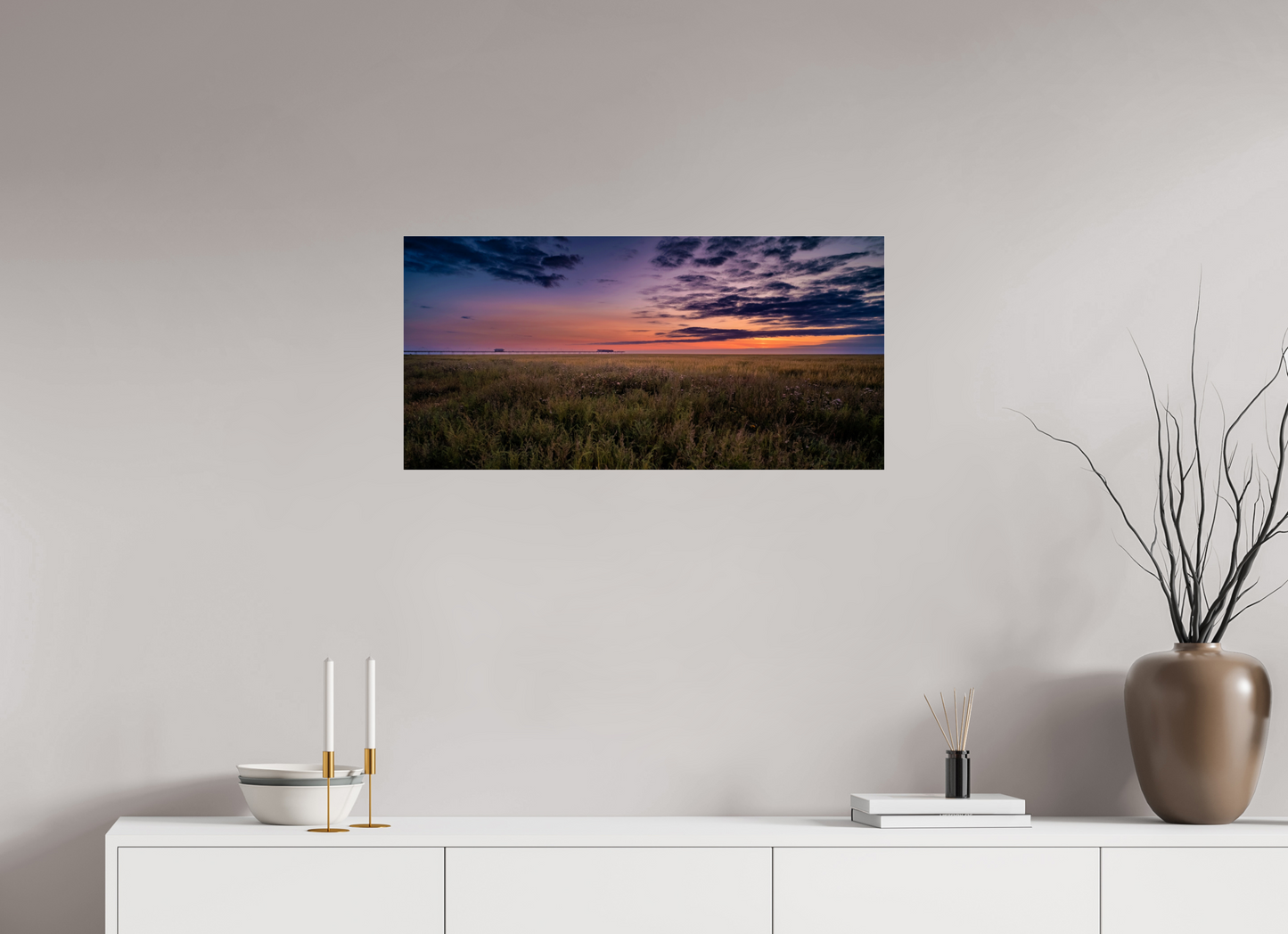 82.3 x 40 cm, Photo Print Under Acrylic Glass Across the Marsh