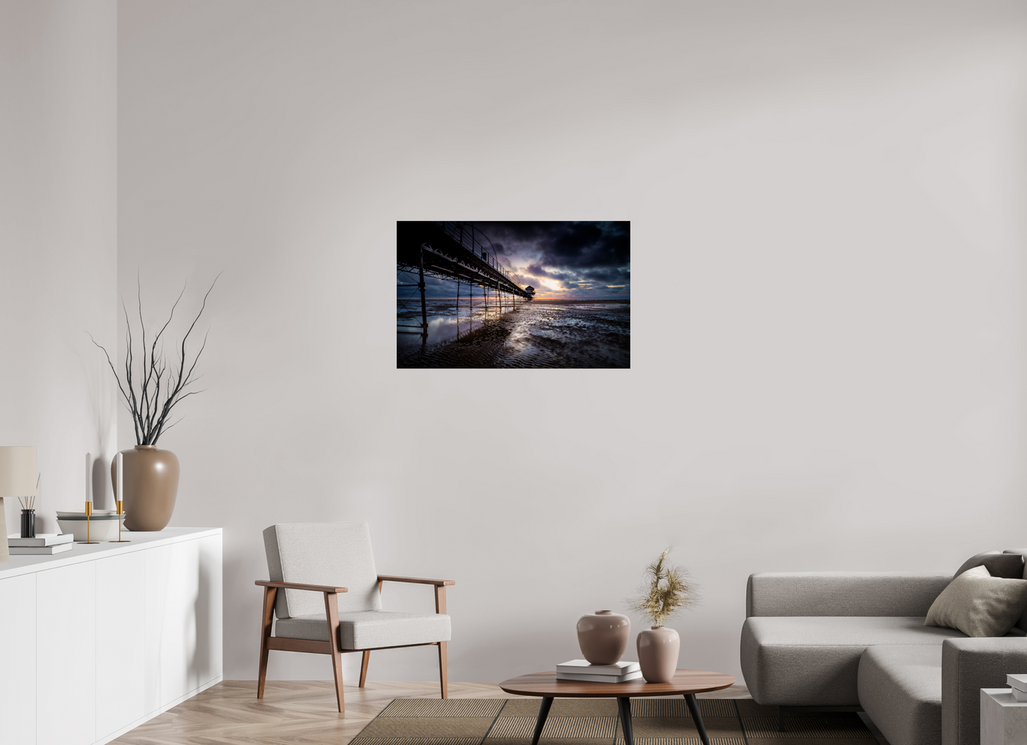 94.8 x 60 cm, Photo Print Under Acrylic Glass Pier into the Storm