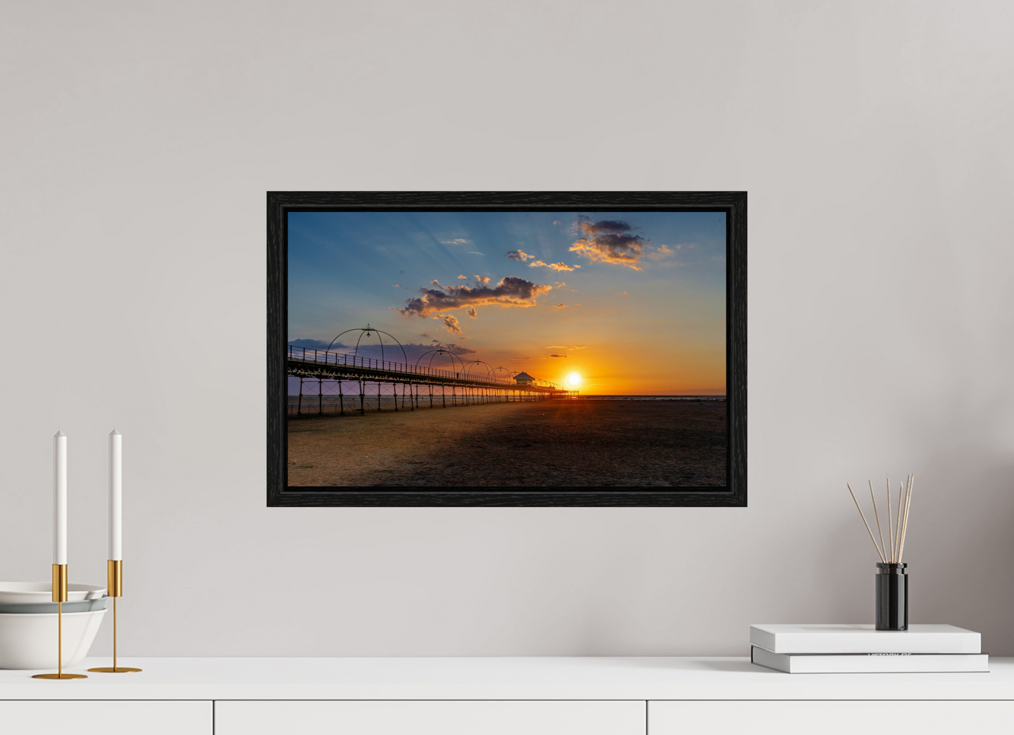 47.9 x 30 cm, Floater Frame Sunset along the Pier